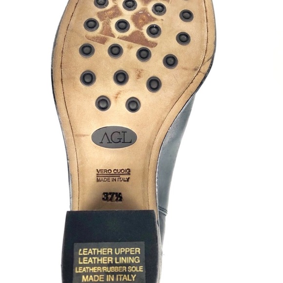 NWOT AGL Block Heel leather black ankle boot 37 1/2 - Picture 7 of 10